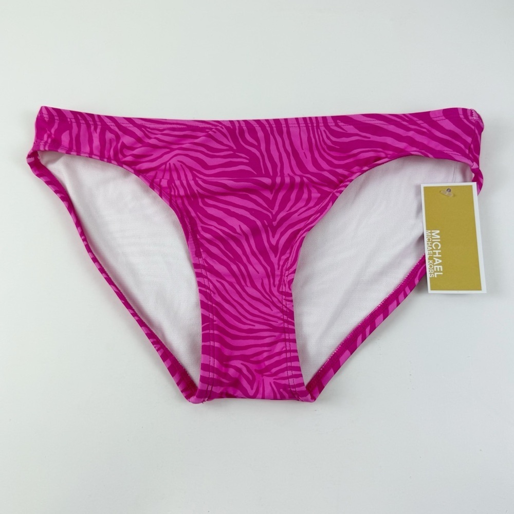 Michael Michael Kors Bikini Bottom Womens Small Pink Zebra Stripe Swim NWT